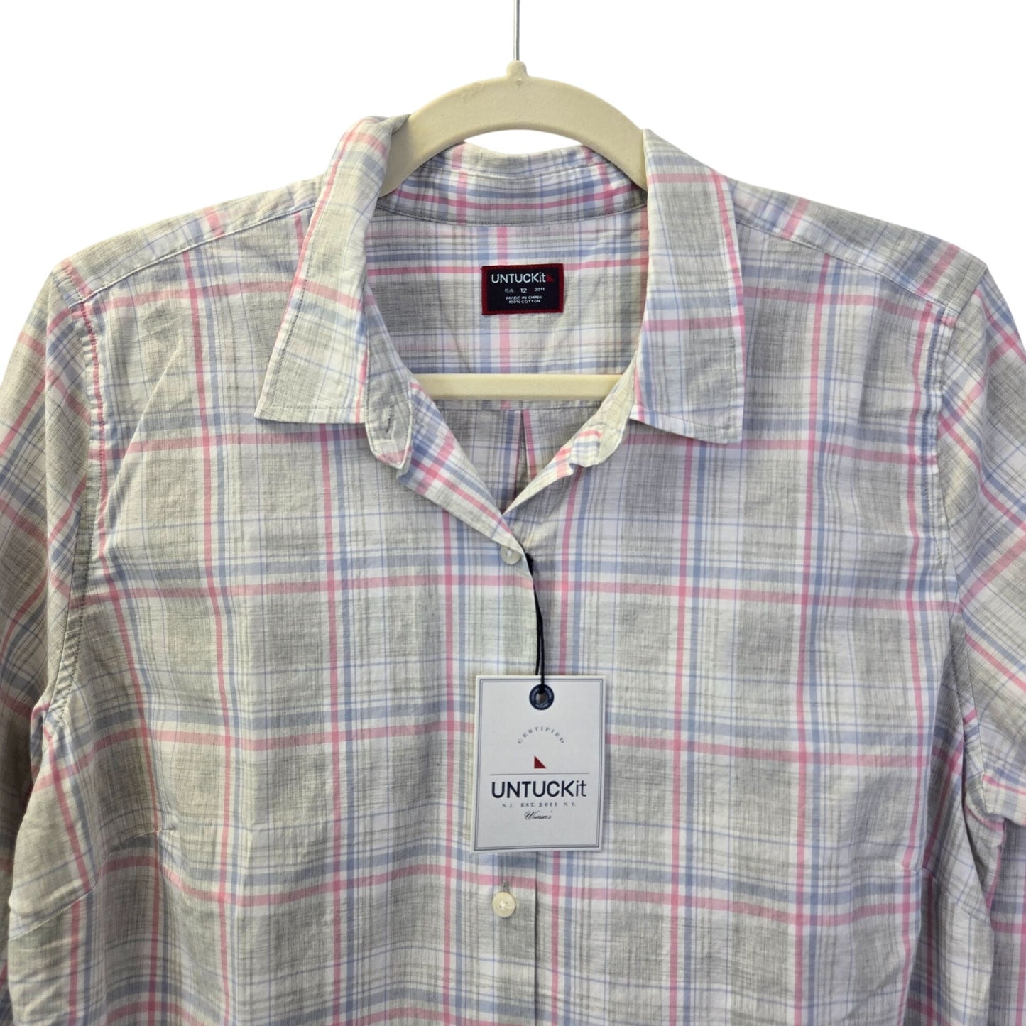 NWT UNTUCKit Chasseles Plaid Long Sleeve Button Down Shirt Size 12