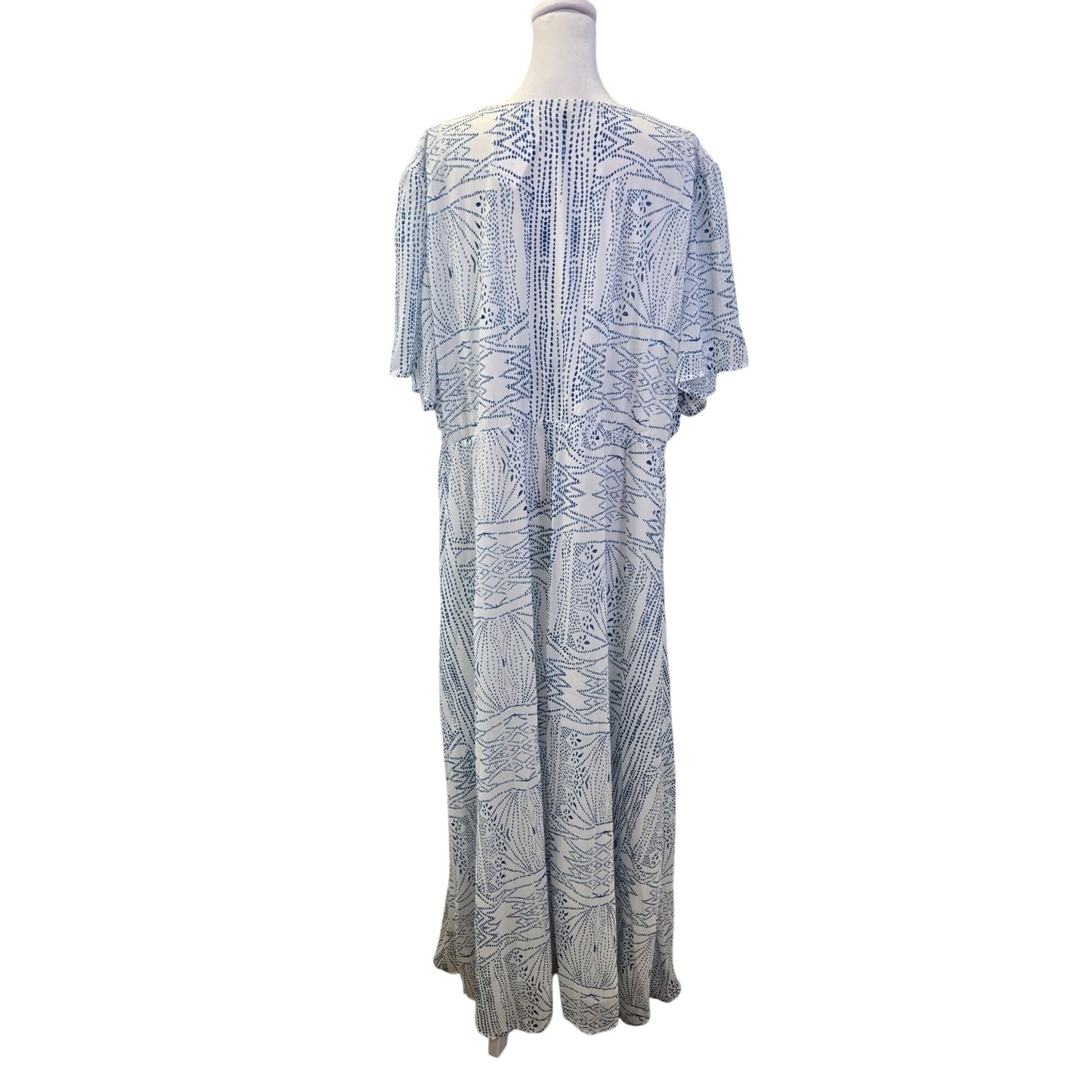 NWT Baltic Born Skyla Deep V Maxi Dress in Blue Print Size 3X