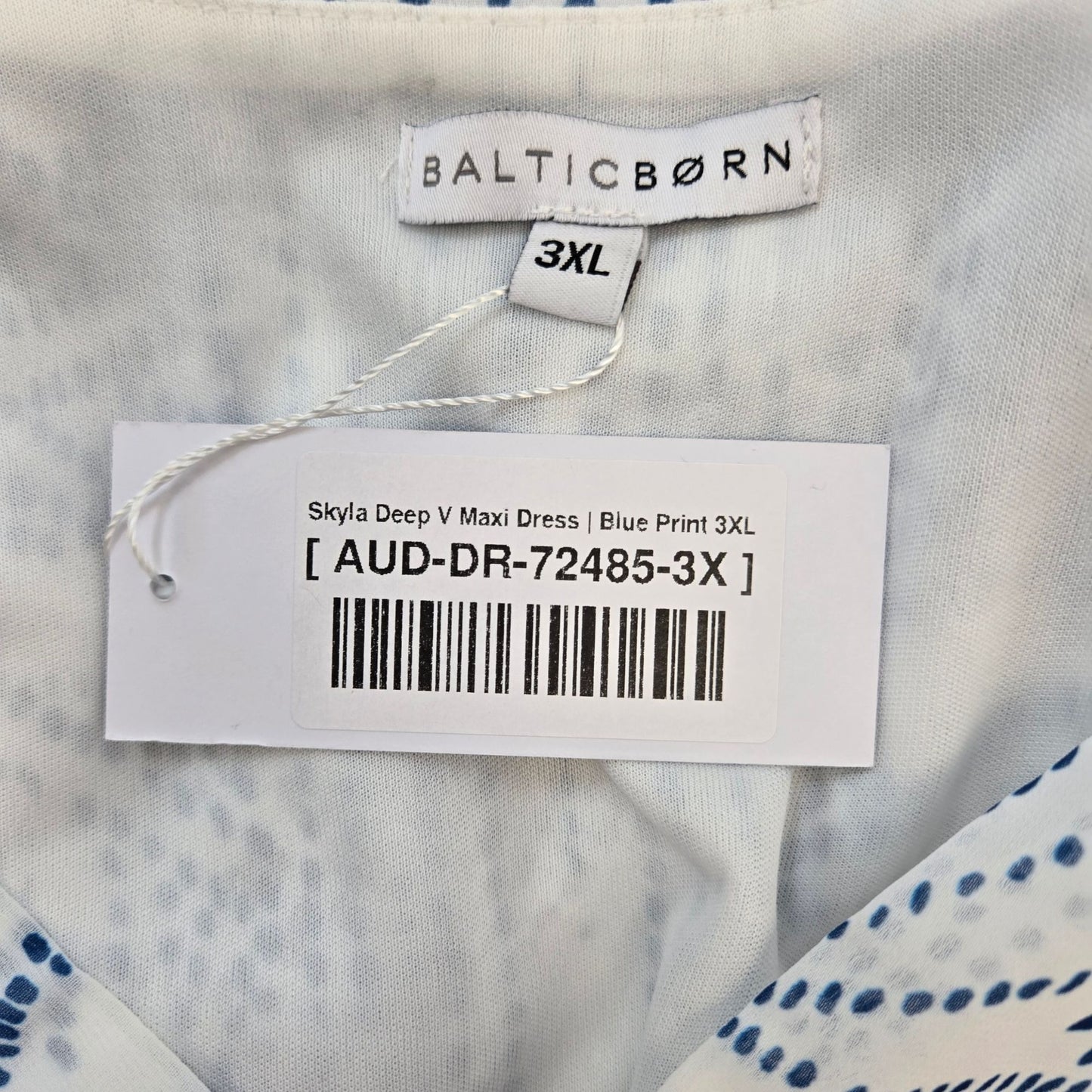 NWT Baltic Born Skyla Deep V Maxi Dress in Blue Print Size 3X