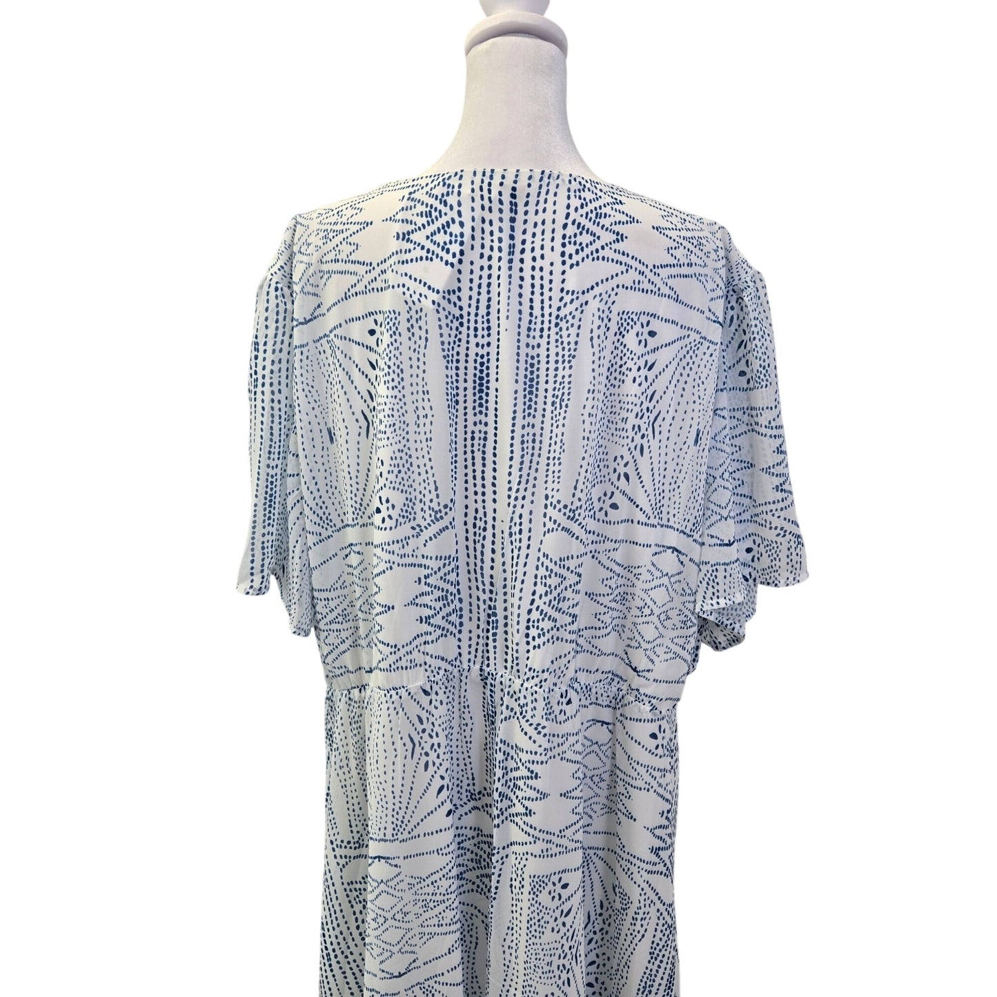 NWT Baltic Born Skyla Deep V Maxi Dress in Blue Print Size 3X