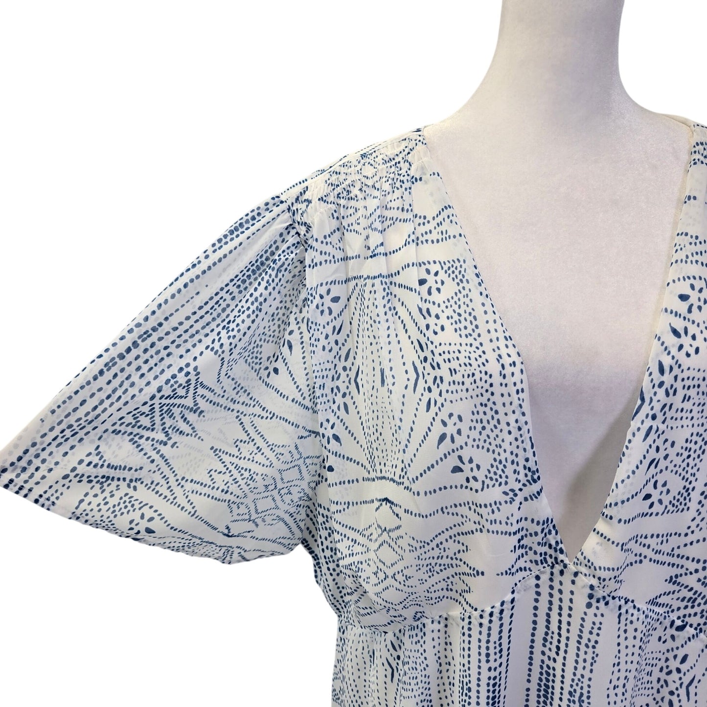 NWT Baltic Born Skyla Deep V Maxi Dress in Blue Print Size 3X