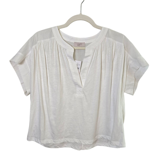 NWT Loft Outlet 100% Cotton Oversized Cap Sleeve V-Neck Top Size S/M