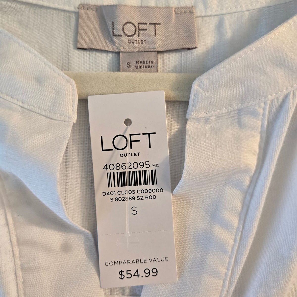 NWT Loft Outlet 100% Cotton Oversized Cap Sleeve V-Neck Top Size S/M