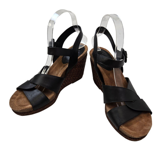 Sofft Casidy Leather Strappy Woven Wedge Sandals Size 9