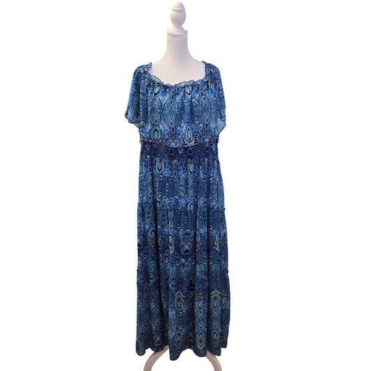 NWT Rabbit Rabbit Rabbit Women Floral Flutter Sleeve Tiered Hem Maxi Dress Size 22W