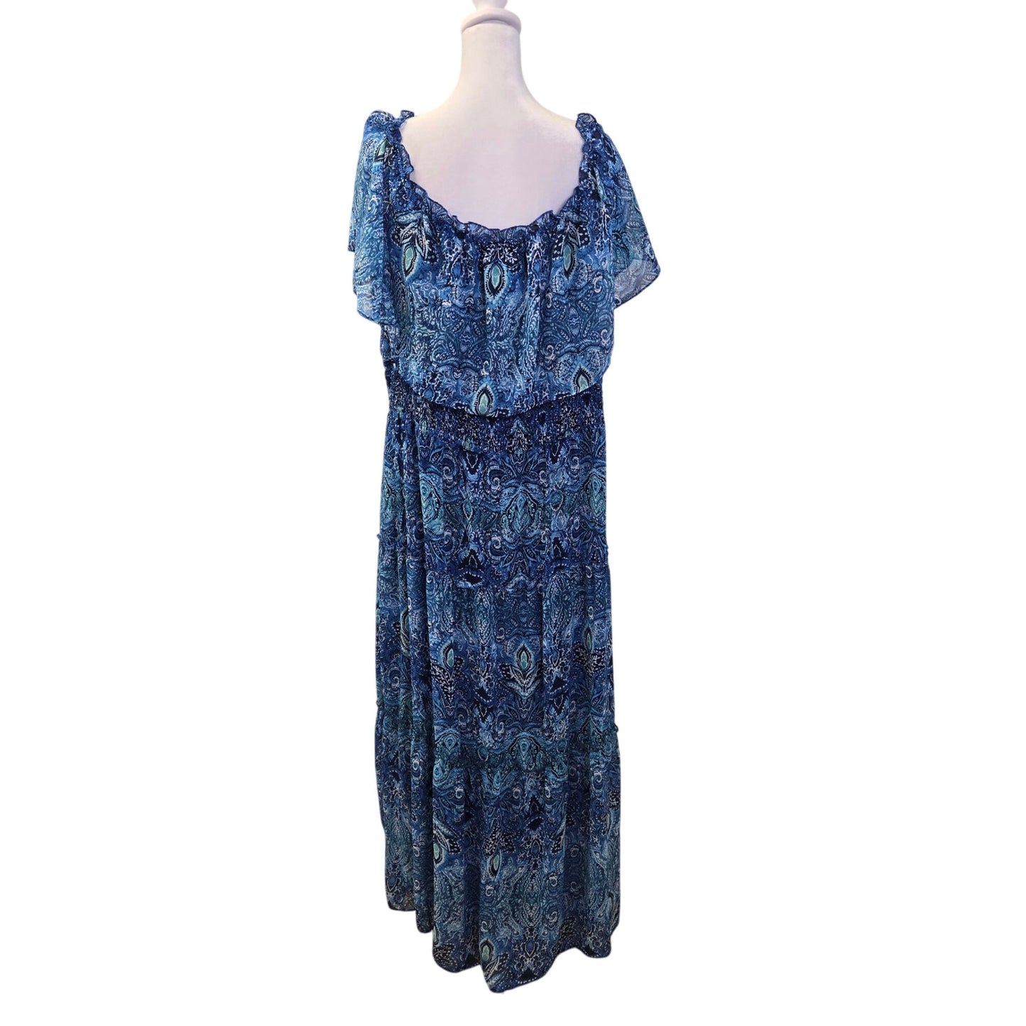 NWT Rabbit Rabbit Rabbit Women Floral Flutter Sleeve Tiered Hem Maxi Dress Size 22W