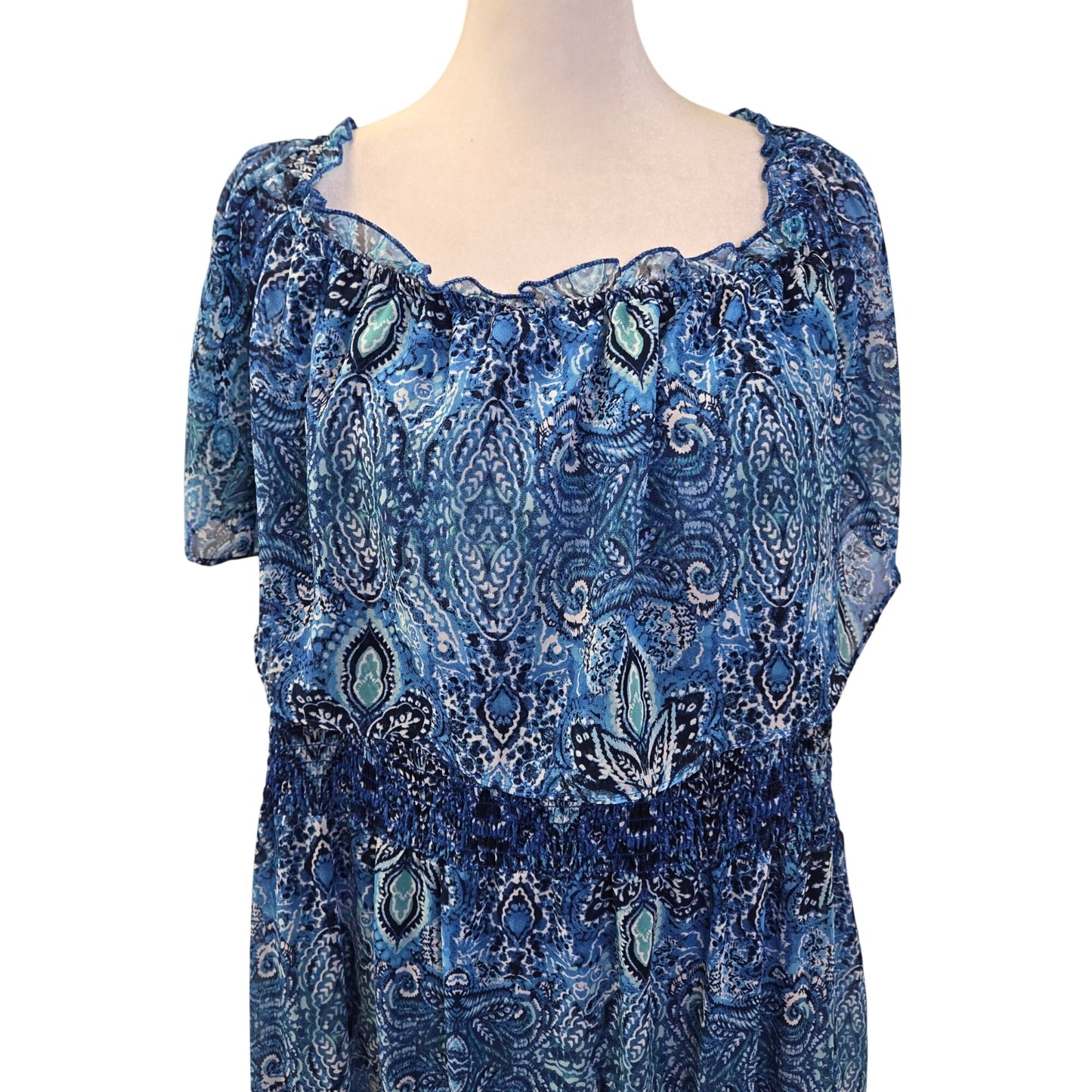 NWT Rabbit Rabbit Rabbit Women Floral Flutter Sleeve Tiered Hem Maxi Dress Size 22W