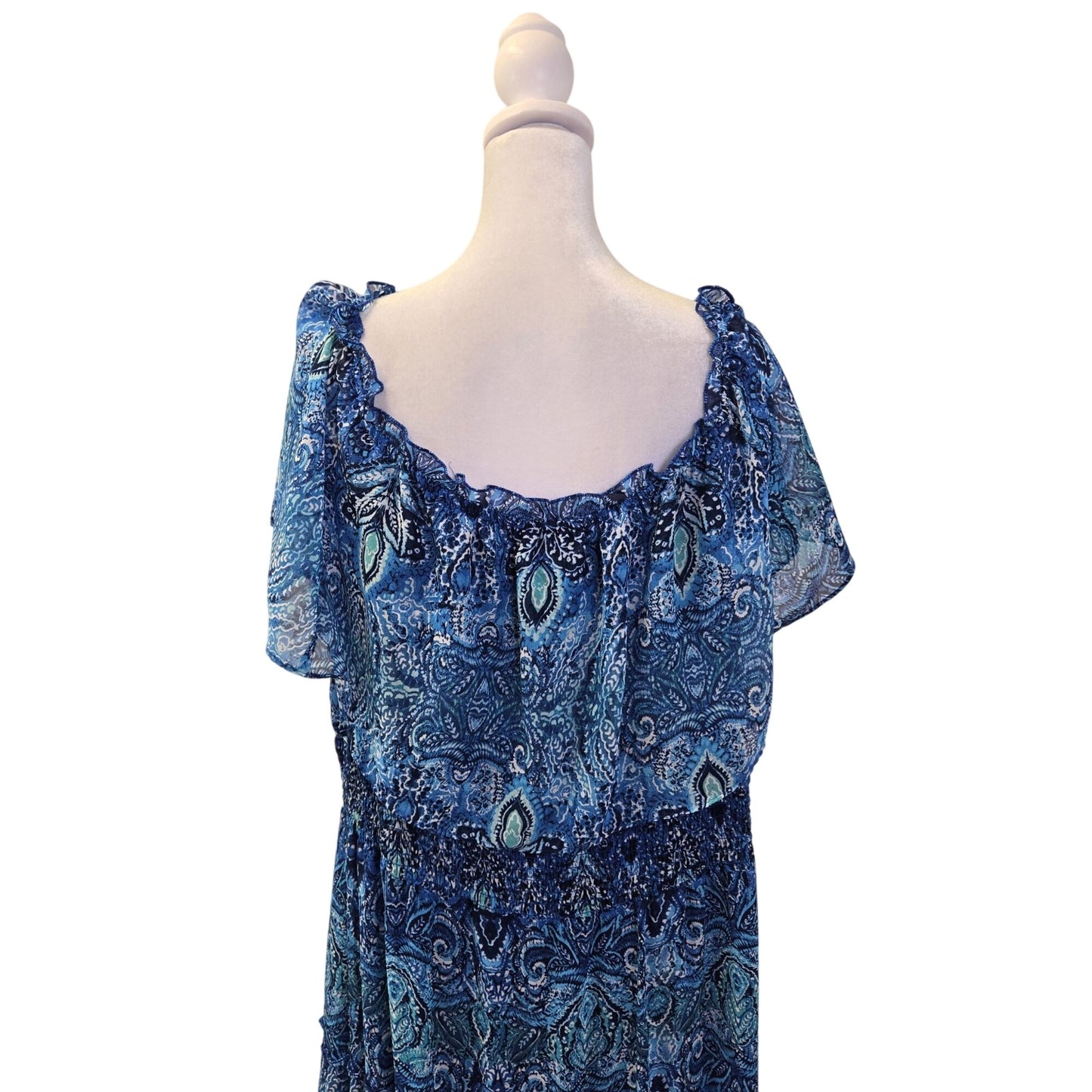 NWT Rabbit Rabbit Rabbit Women Floral Flutter Sleeve Tiered Hem Maxi Dress Size 22W