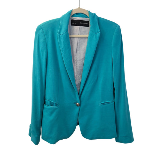 Zara One Button Jersey Blazer Jacket Size Large