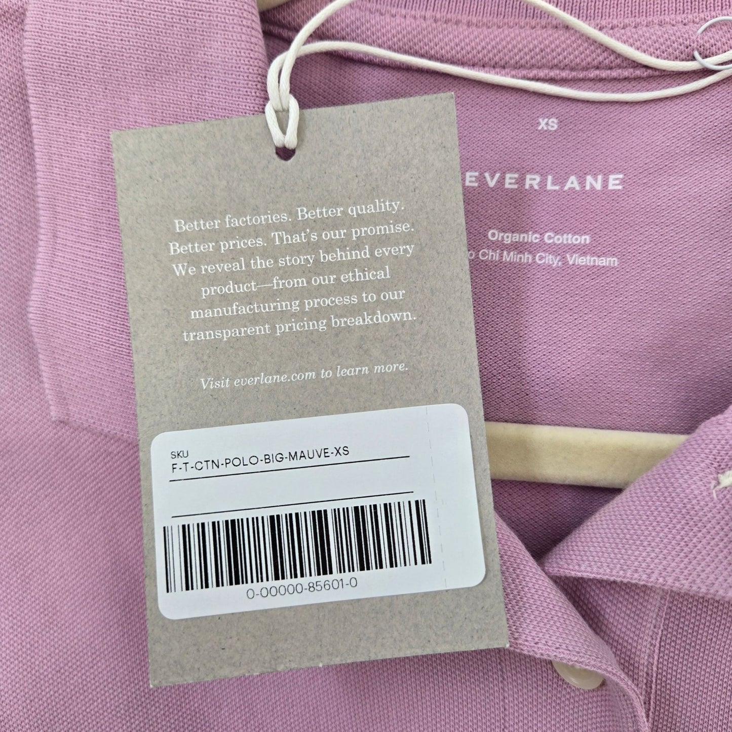 NWT Everlane Organic Cotton Polo Shirt in Mauve Size XS