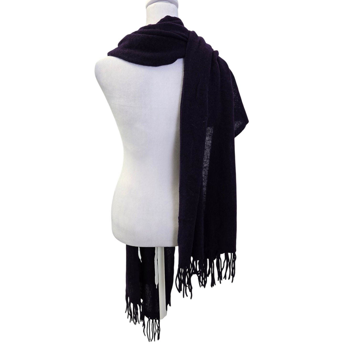 NWT Claudia Nichole 100% Cashmere Royal Purple Fringe Wrap Scarf