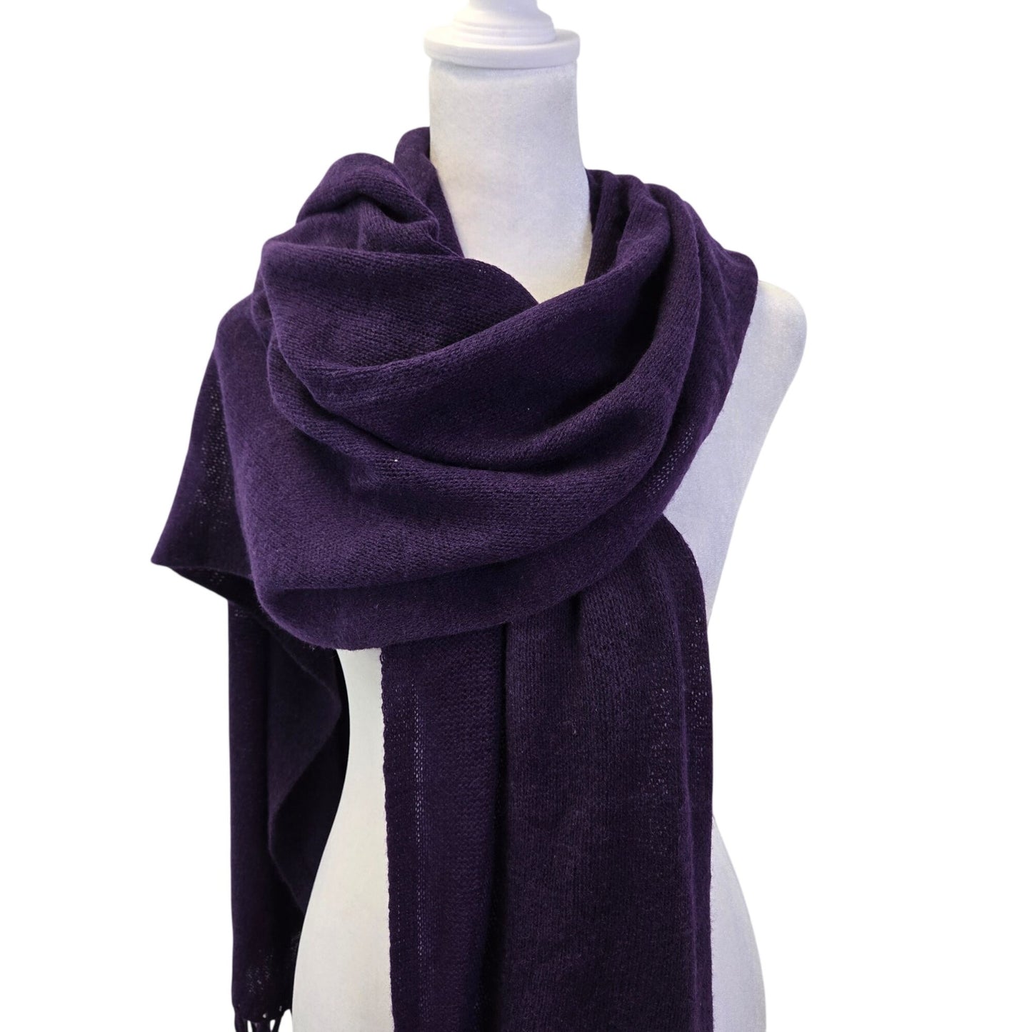 NWT Claudia Nichole 100% Cashmere Royal Purple Fringe Wrap Scarf