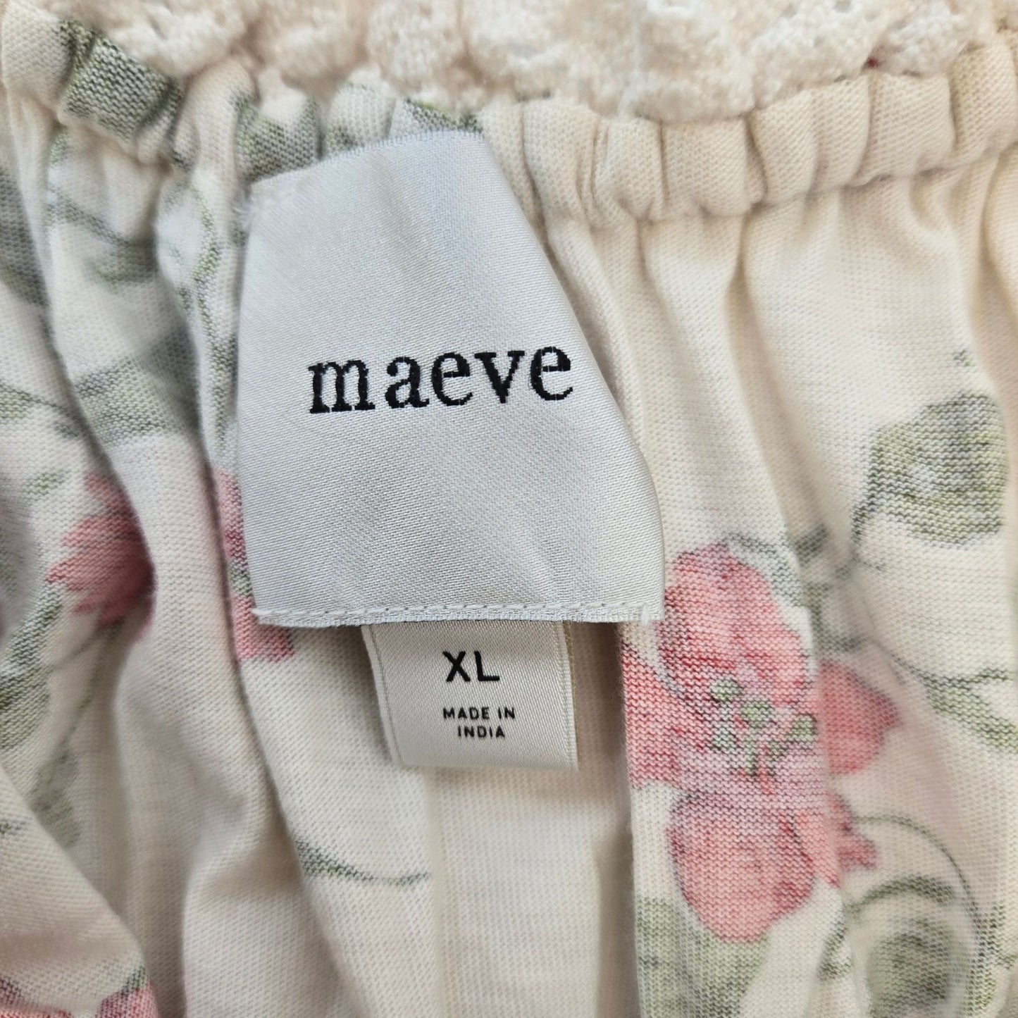 Anthropologie Maeve Sweetheart Neck Peplum Floral & Lace Trim Top Size XL