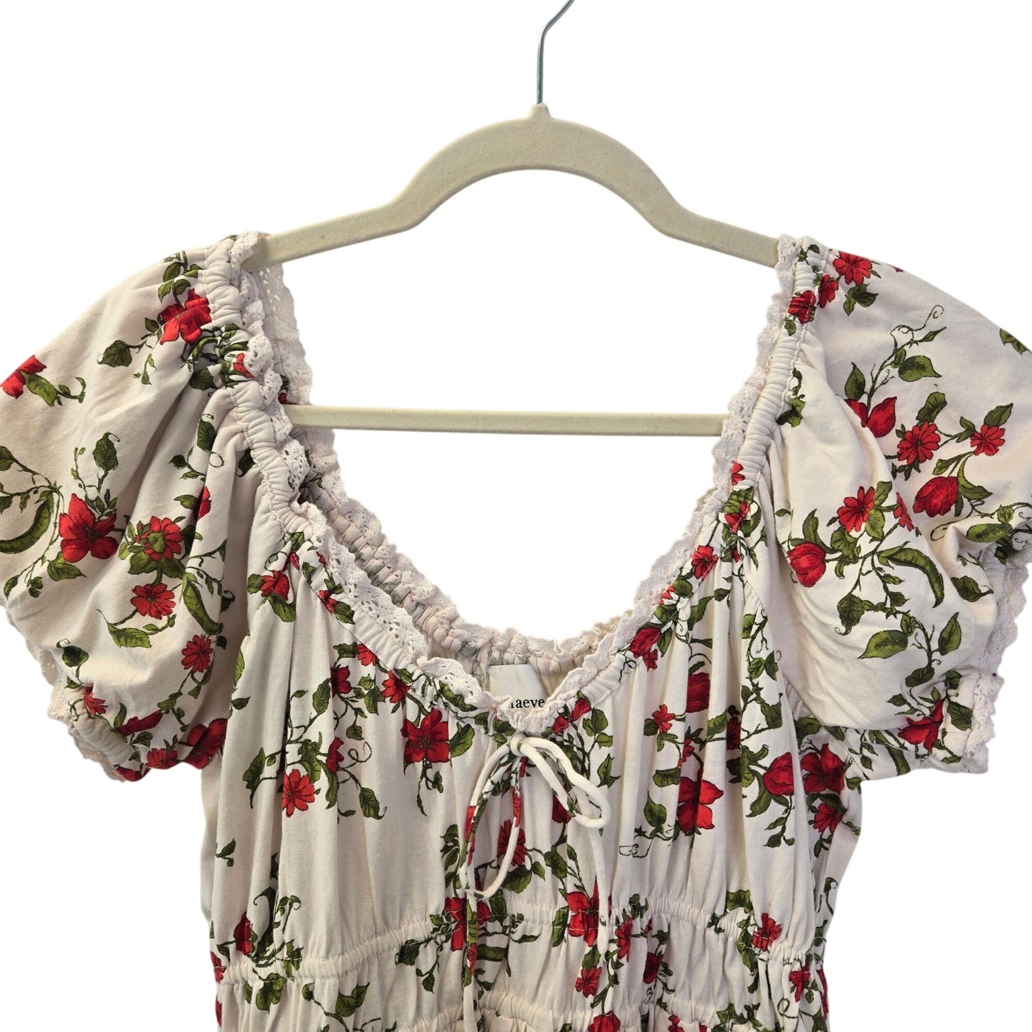 Anthropologie Maeve Sweetheart Neck Peplum Floral & Lace Trim Top Size XL