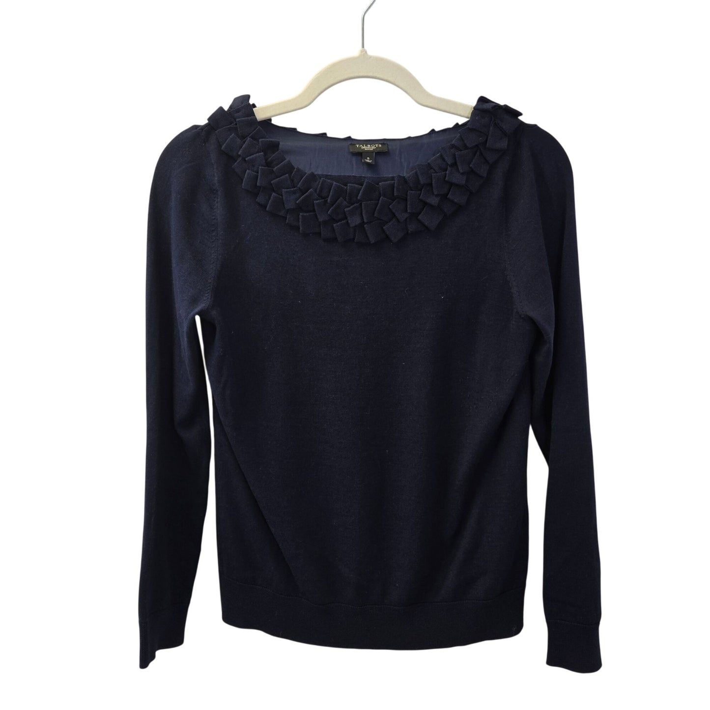 Talbots Silk Blend Embellished Collar Long Sleeve Sweater Size S Petite