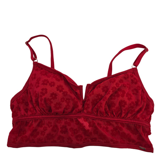 Victoria's Secret PINK Red Pepper Daisy Flocked Mesh Bralette Size XL