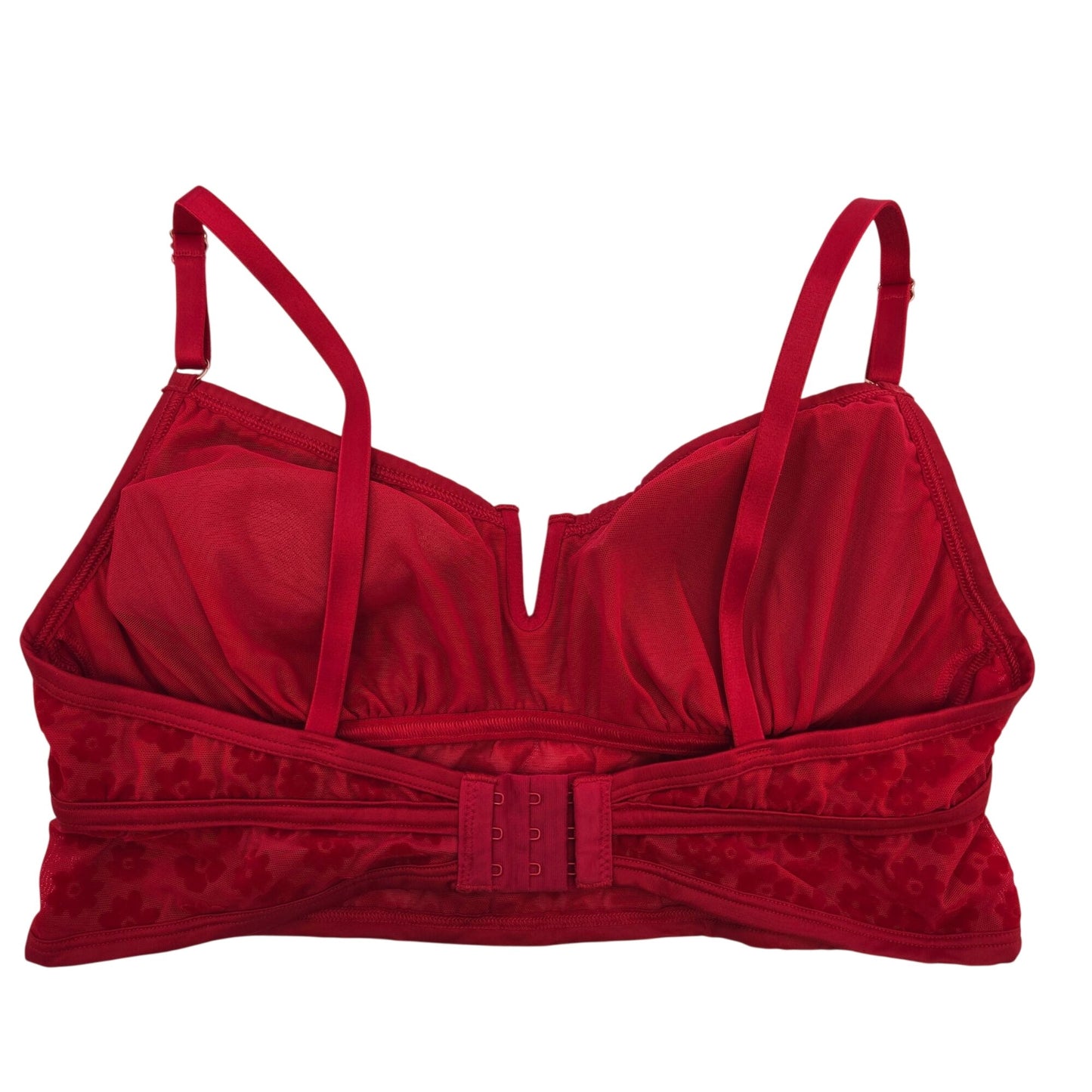 Victoria's Secret PINK Red Pepper Daisy Flocked Mesh Bralette Size XL