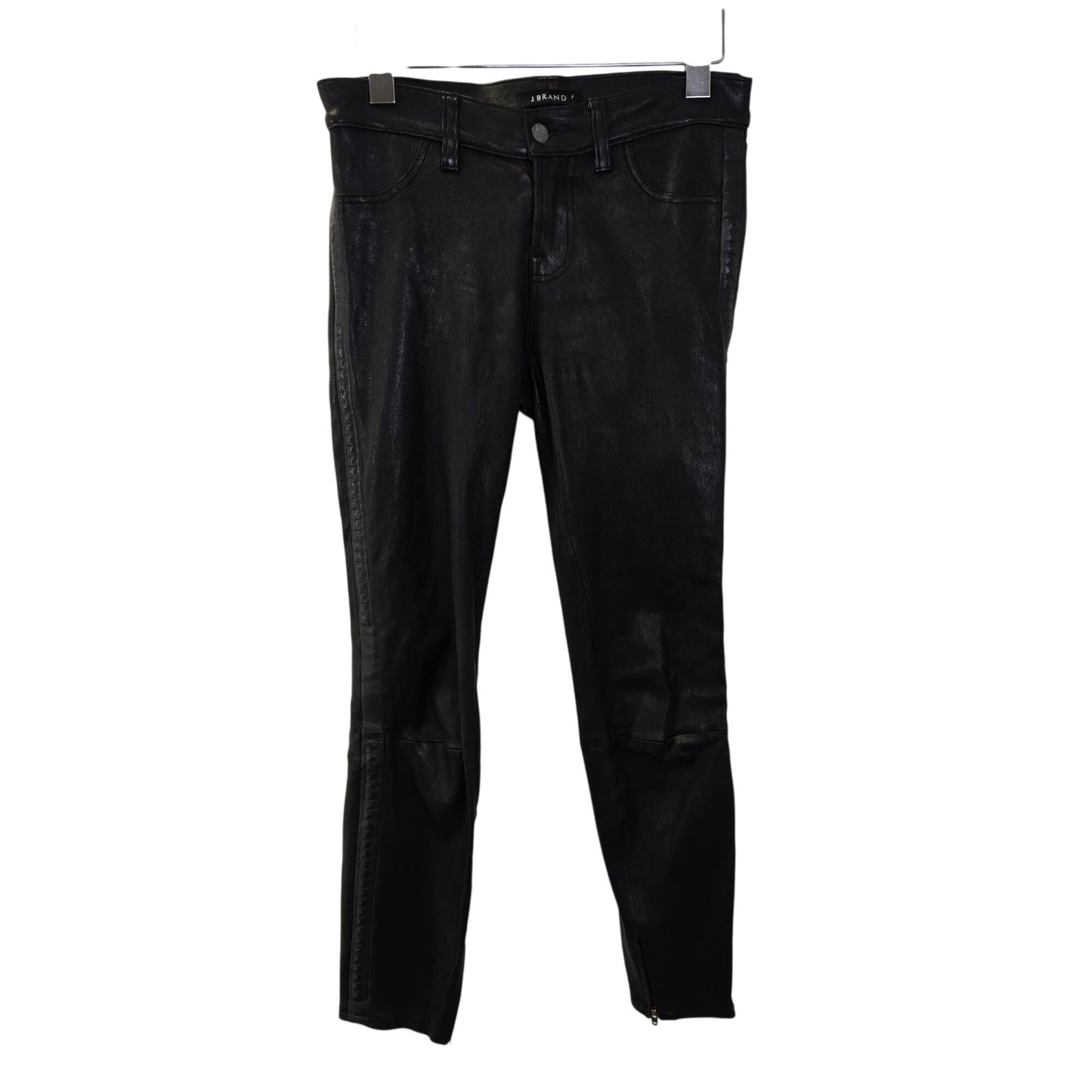 J Brand 100% Lamb Leather Skinny Zip Ankle Pants Size 26