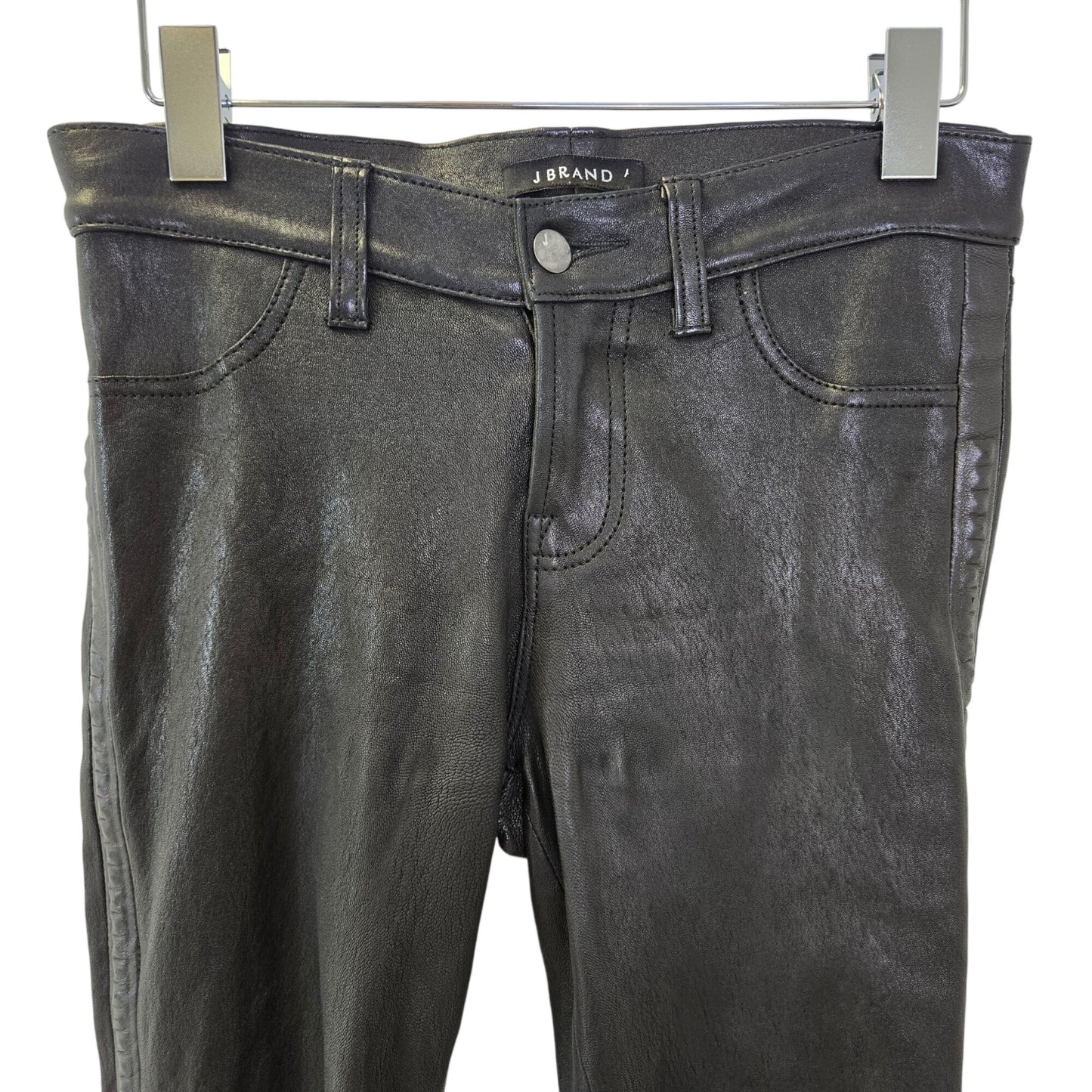 J Brand 100% Lamb Leather Skinny Zip Ankle Pants Size 26