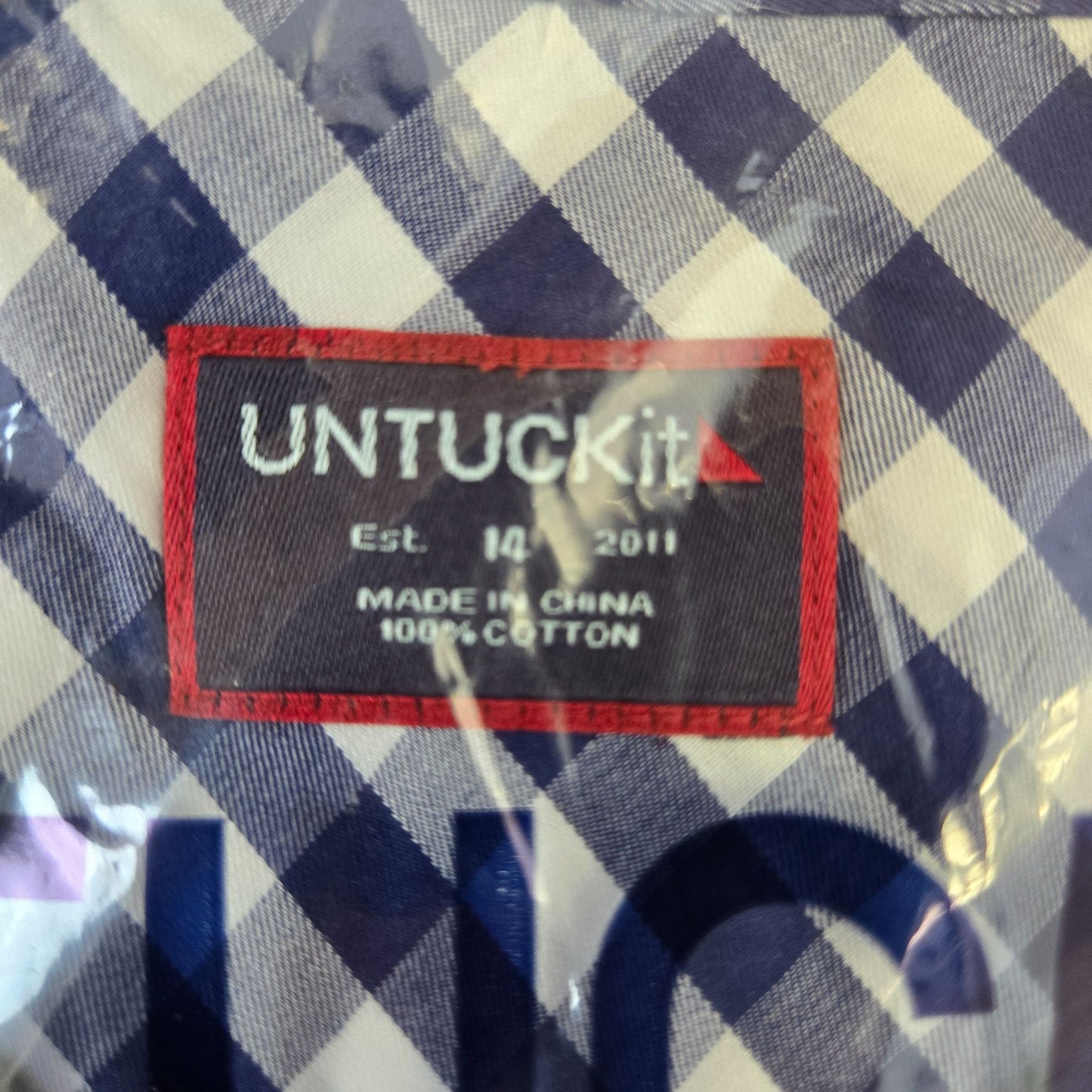 NWT UNTUCKit Bellleza Gingham Print Long Sleeve Button Down Shirt Size 14