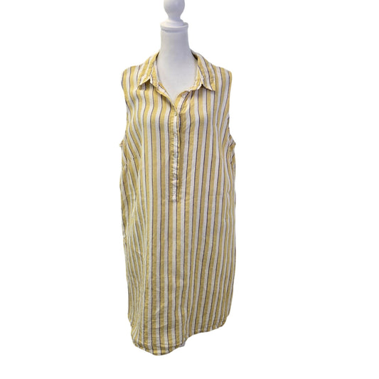 Rachel Zoe 100% Linen Striped Sleeveless Shirt Dress Size 1X