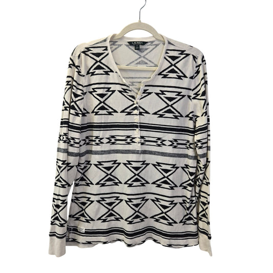 Lauren Ralph Lauren Aztec Print Waffle Knit Thermal Long Sleeve Top Size XXL