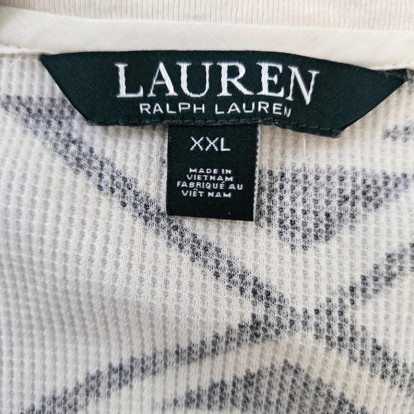 Lauren Ralph Lauren Aztec Print Waffle Knit Thermal Long Sleeve Top Size XXL