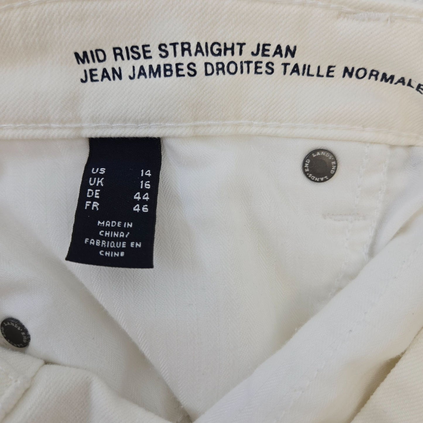 Lands' End Mid-Rise Straight Jeans Size 14