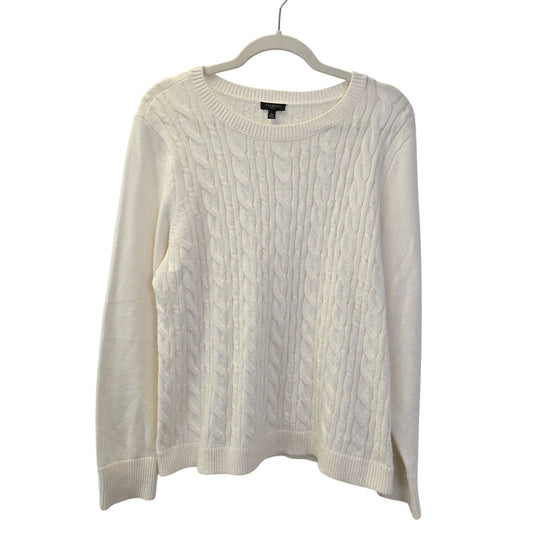 Talbots Petite Cotton Blend Cable Knit Crewneck Sweater Size XL Petite