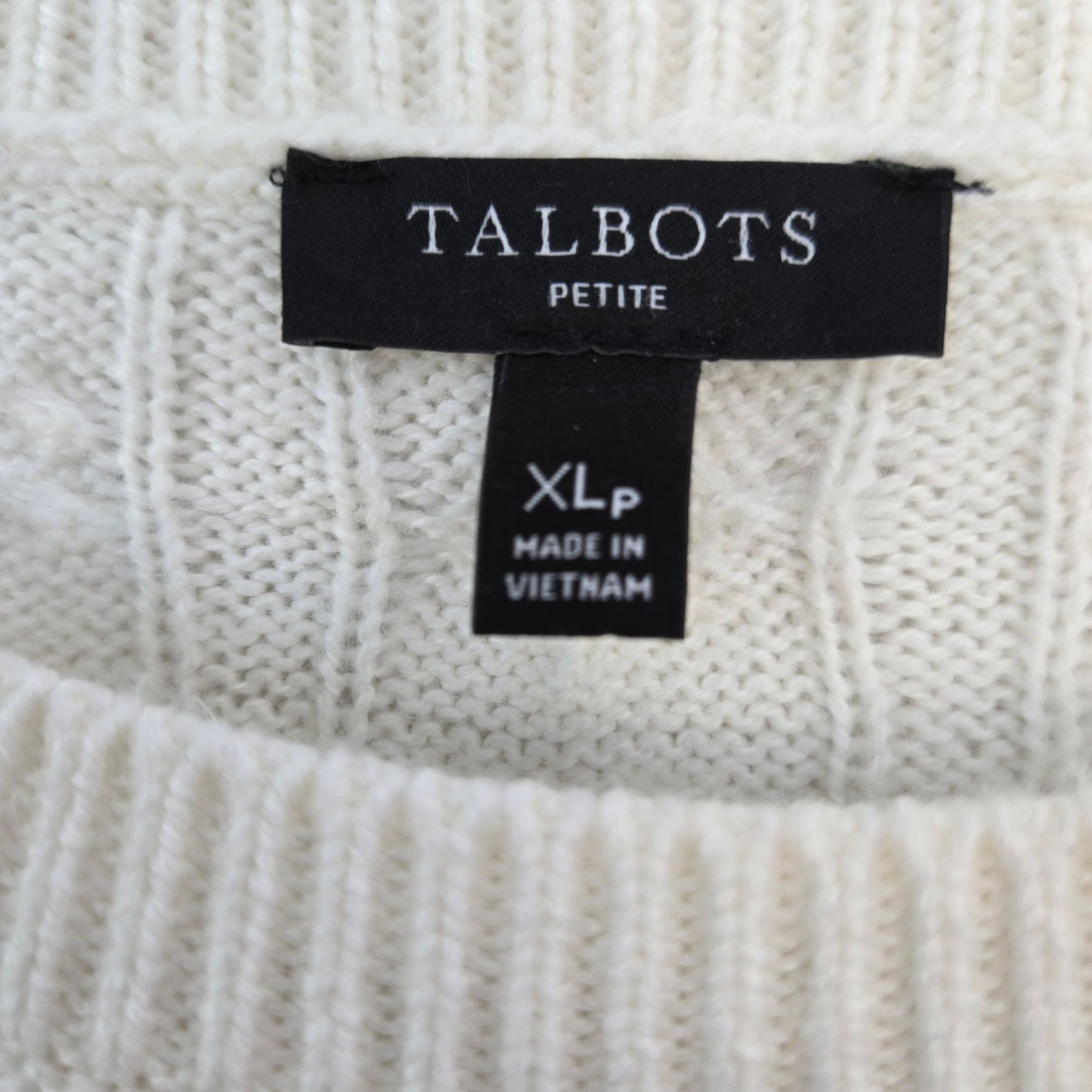 Talbots Petite Cotton Blend Cable Knit Crewneck Sweater Size XL Petite
