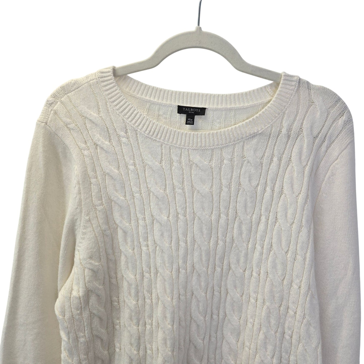 Talbots Petite Cotton Blend Cable Knit Crewneck Sweater Size XL Petite