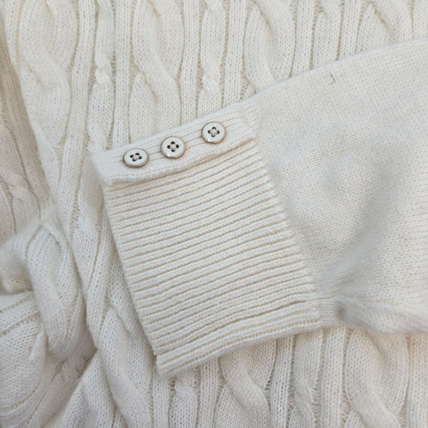 Talbots Petite Cotton Blend Cable Knit Crewneck Sweater Size XL Petite