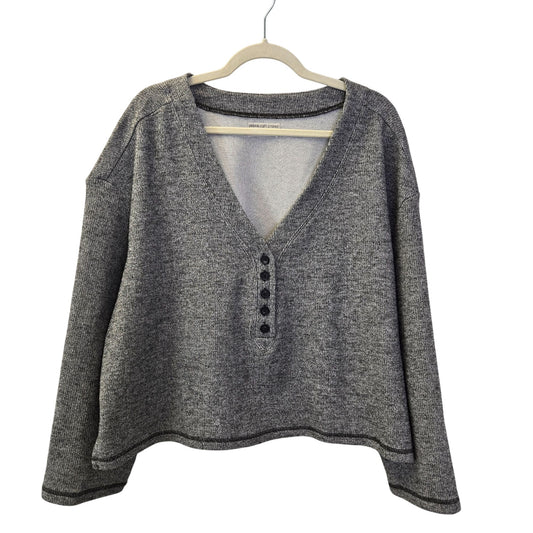 Urban Outfitters Oversized V-Neck Heathered Gray Sweatshirt Top Size Large
