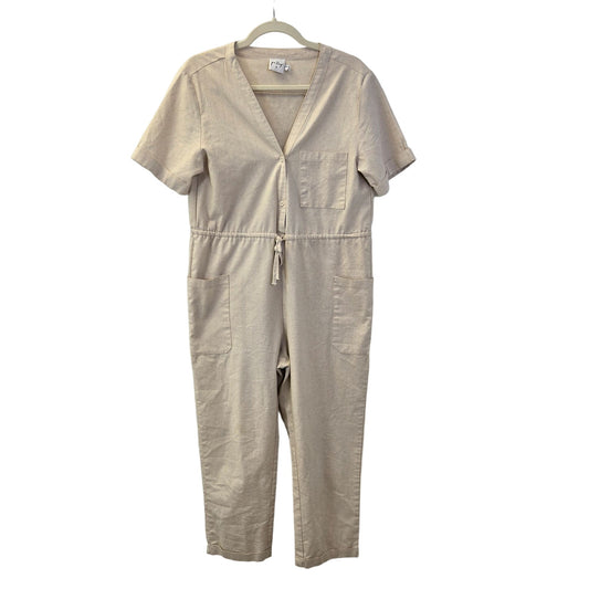 Princess Polly Linen Blend Utility Crop Jumpsuit Size 6