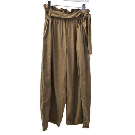 Wayward Fancies eShakti Cotton Wide Leg Paper Bag Waist Pants Size Large