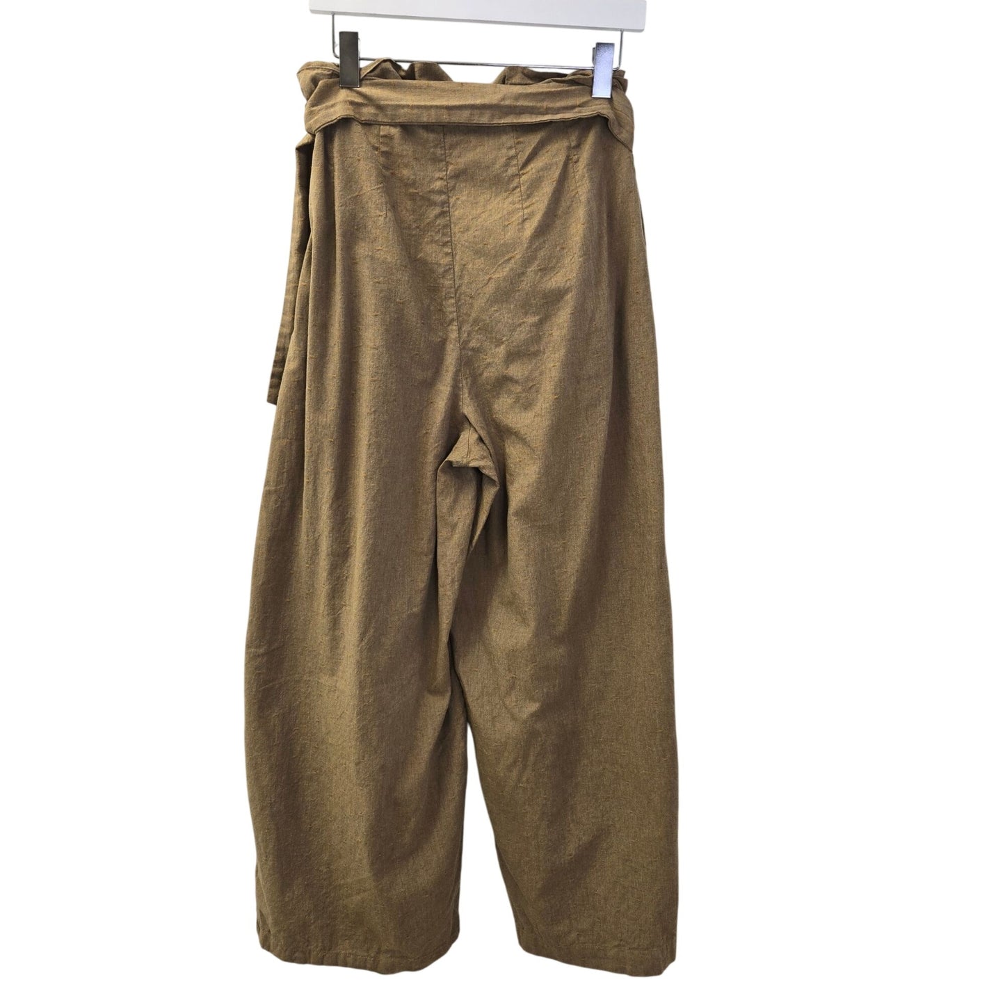 Wayward Fancies eShakti Cotton Wide Leg Paper Bag Waist Pants Size Large