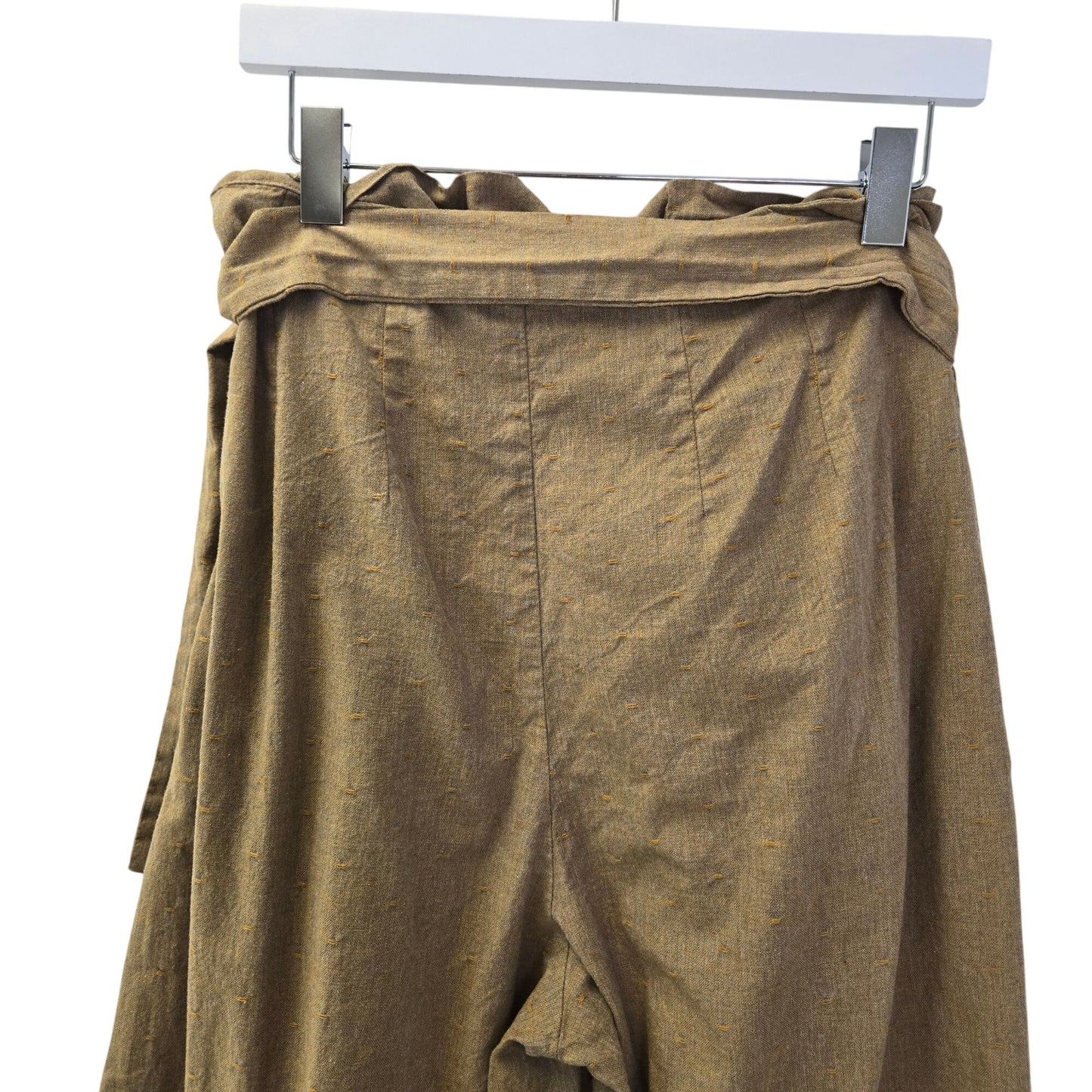 Wayward Fancies eShakti Cotton Wide Leg Paper Bag Waist Pants Size Large