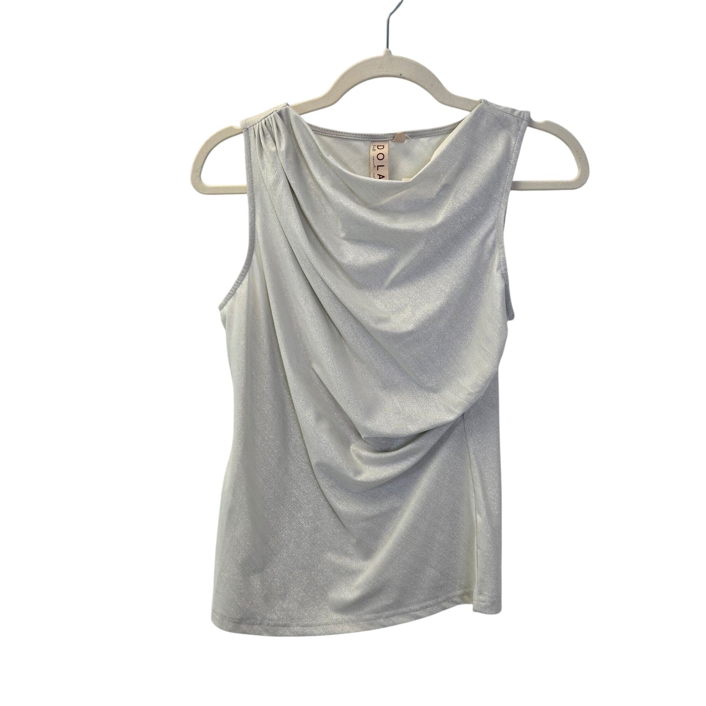 NWT Anthropologie DOLAN Silver Shimmer Side Ruched Sleeveless Top Size XS
