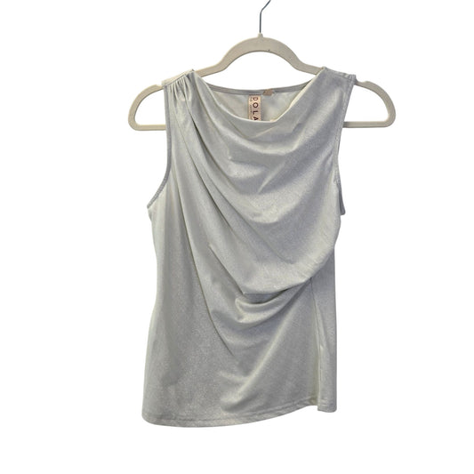 NWT Anthropologie DOLAN Silver Shimmer Side Ruched Sleeveless Top Size XS