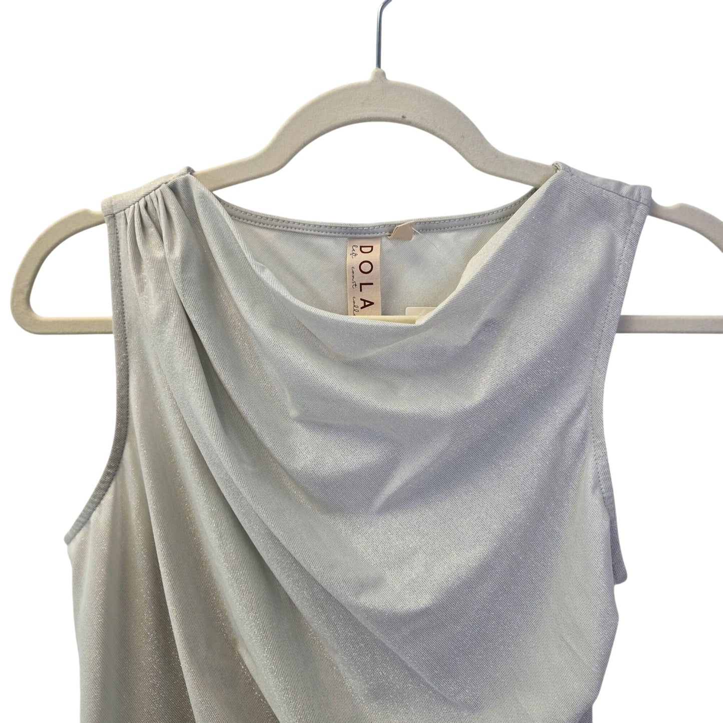 NWT Anthropologie DOLAN Silver Shimmer Side Ruched Sleeveless Top Size XS