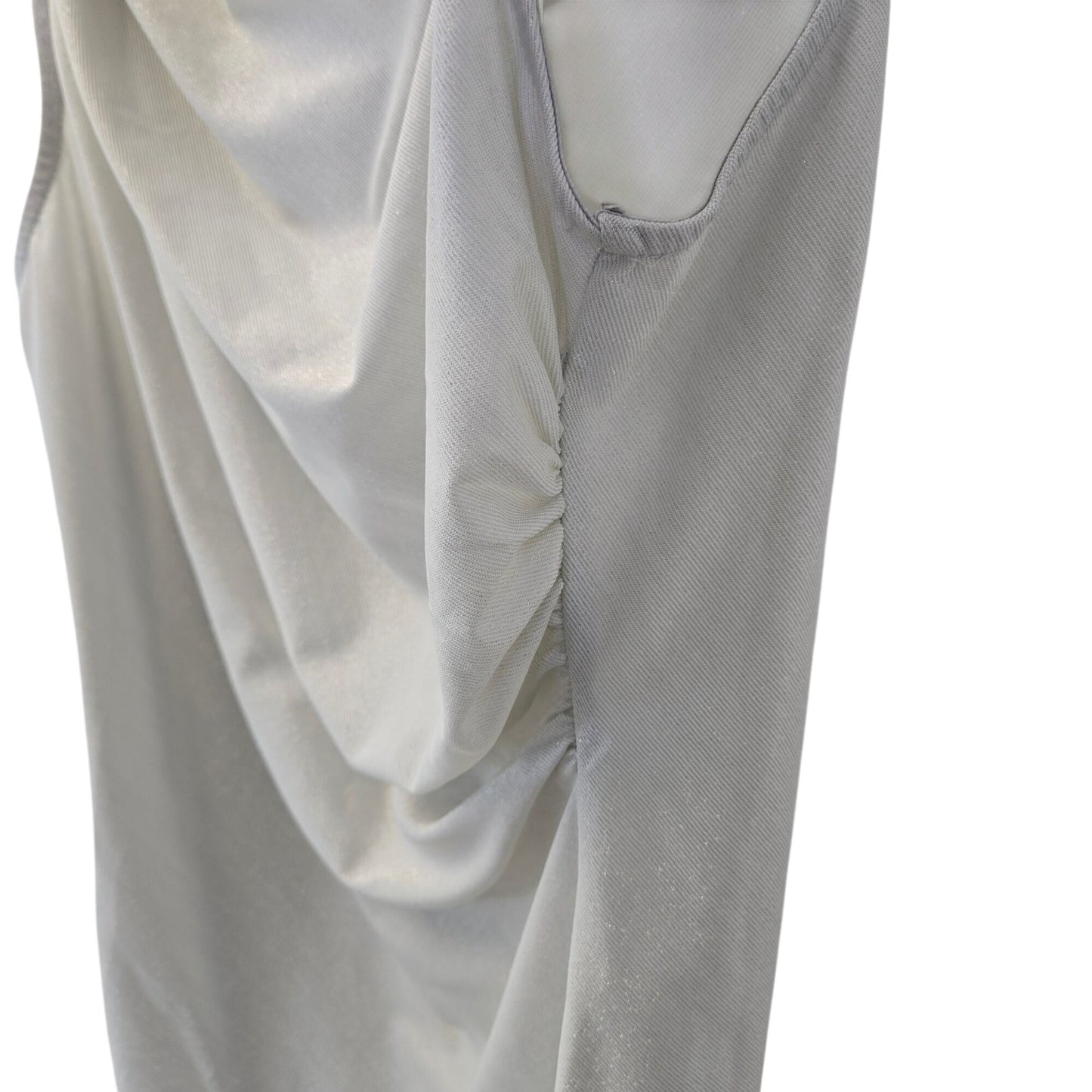 NWT Anthropologie DOLAN Silver Shimmer Side Ruched Sleeveless Top Size XS