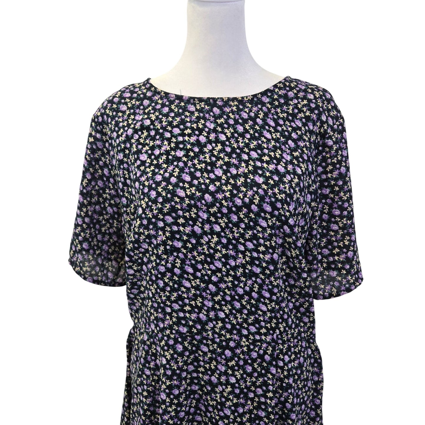 Abercrombie & Fitch Floral Short Sleeve Fit & Flare Dress Size Large Tall