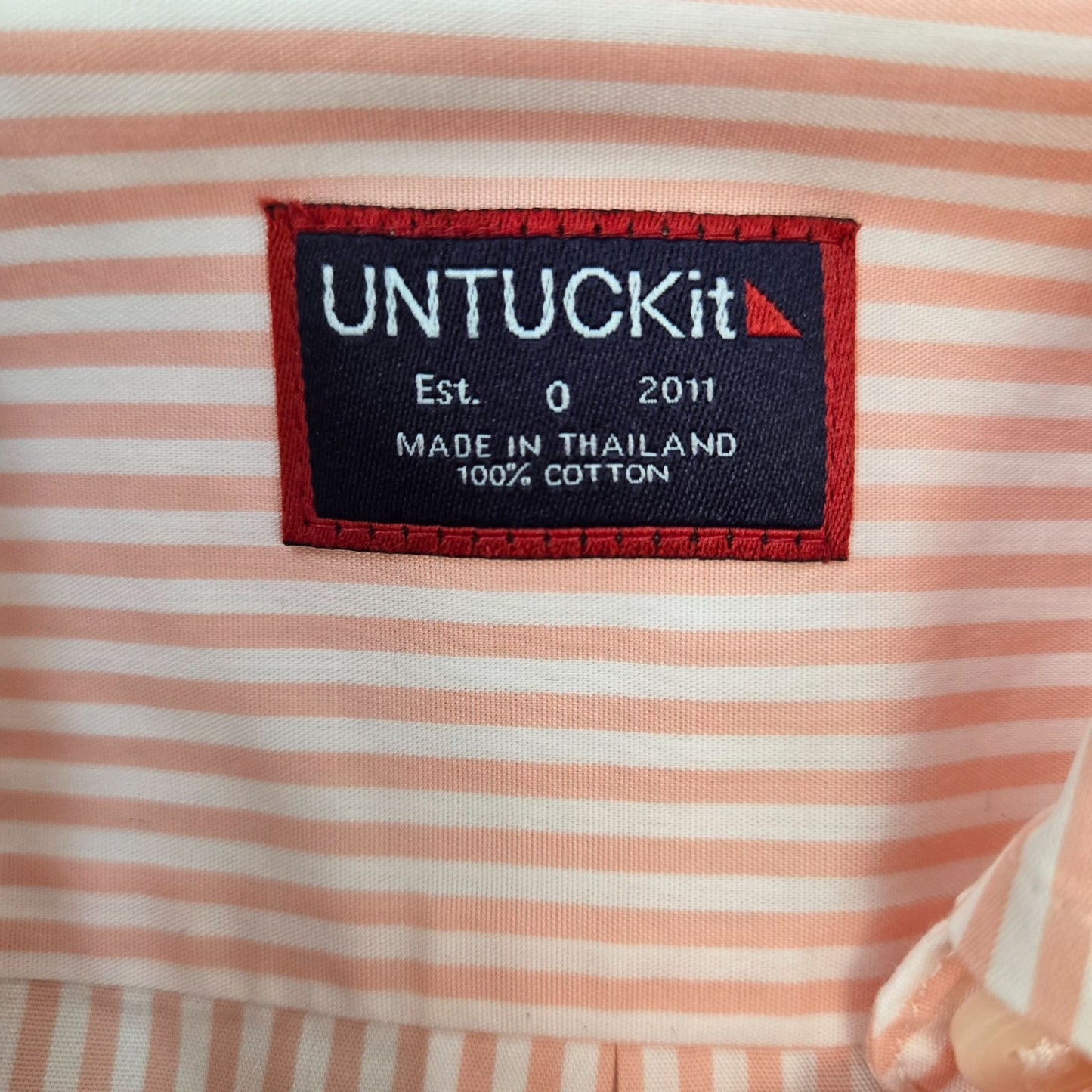 NWT UNTUCKit Marsanne-Peach Gingham Print Long Sleeve Button Down Shirt Size 0