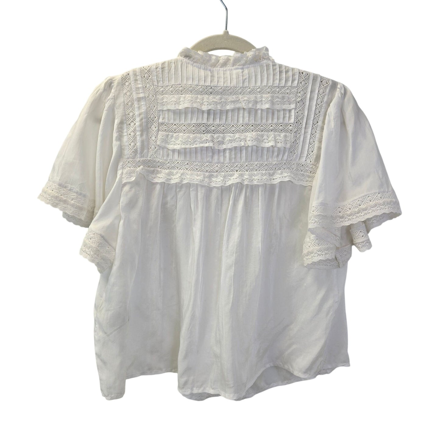 NWT Zara 100% Viscose Lace Satin Effect Tie Neck Blouse Size Small