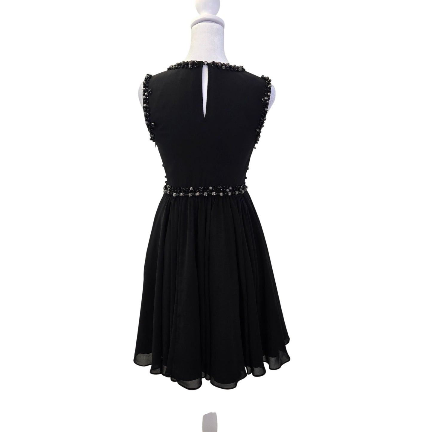 Ted Baker Davini Chunky Beaded Black Fit & Flare Cocktail Dress Size 0