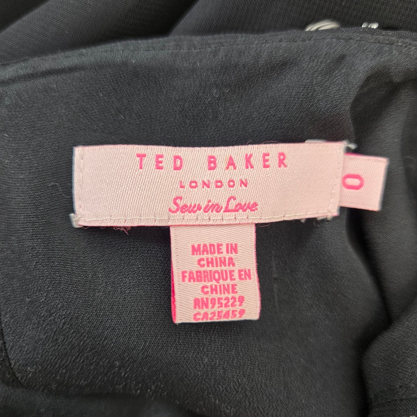Ted Baker Davini Chunky Beaded Black Fit & Flare Cocktail Dress Size 0