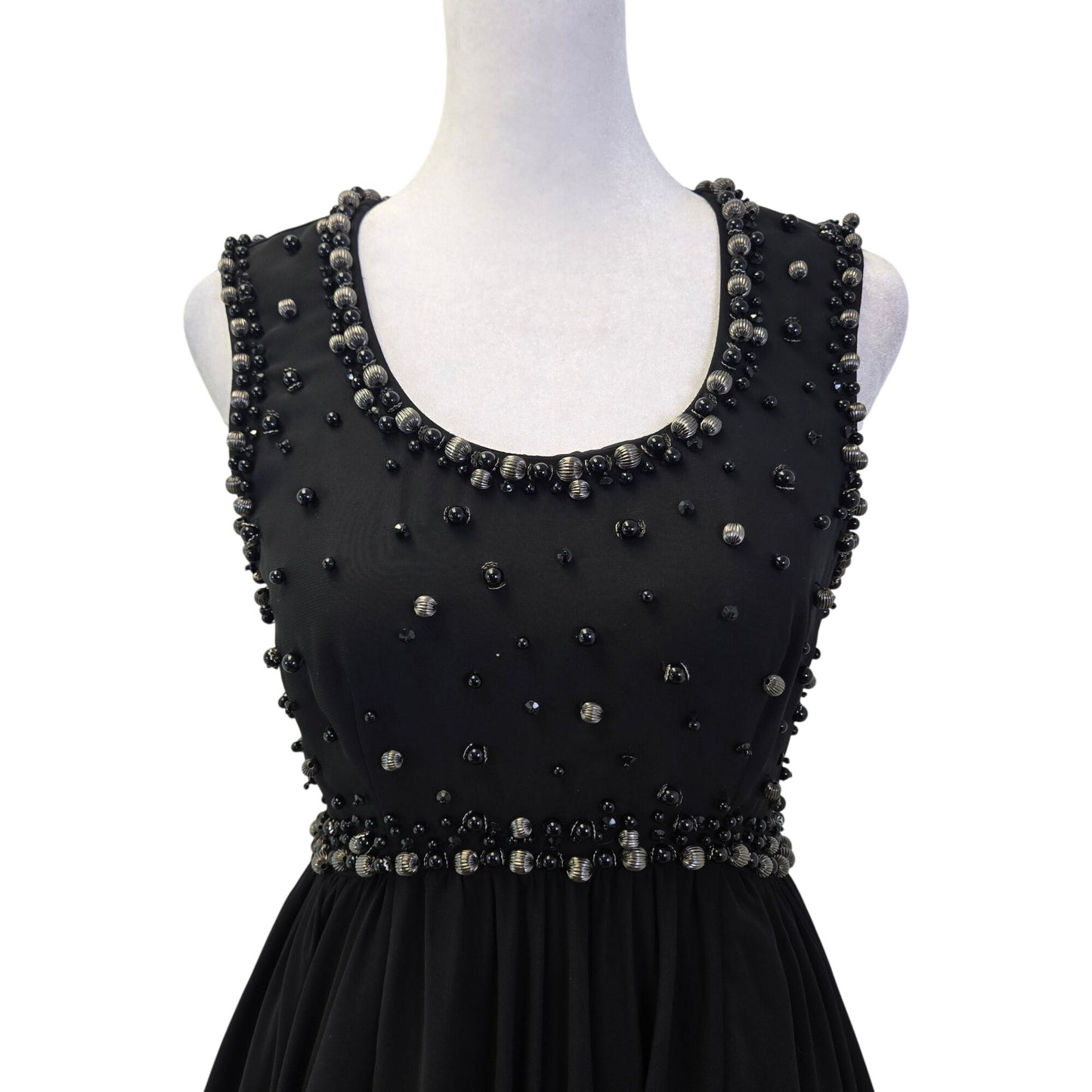 Ted Baker Davini Chunky Beaded Black Fit & Flare Cocktail Dress Size 0
