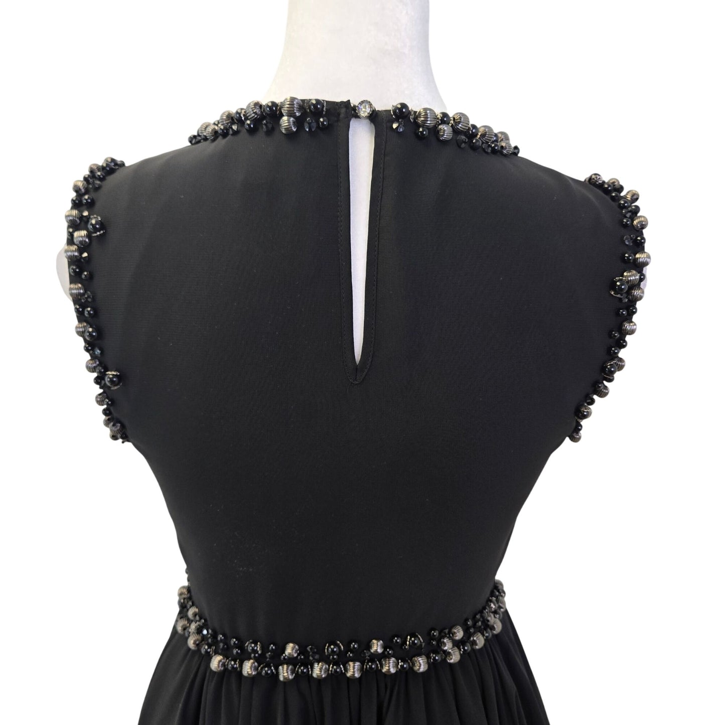 Ted Baker Davini Chunky Beaded Black Fit & Flare Cocktail Dress Size 0