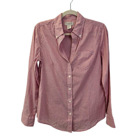 Banana Republic Factory Striped V-Neck Button Down Shirt Size Medium