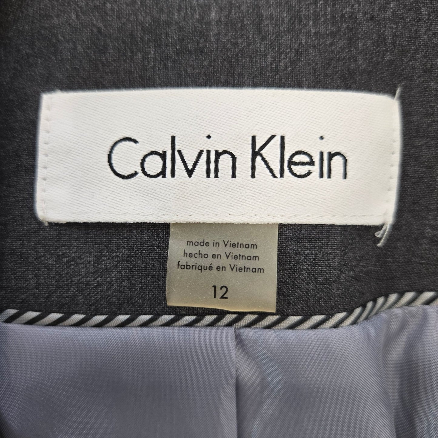 Calvin Klein Two Button Closure Dark Gray Blazer Jacket Size 12